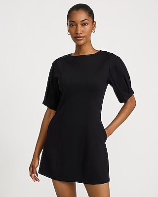 Crew Neck Long Sleeve Mini Knit Dress