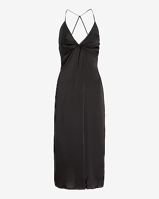 Satin Twist Front Slip Dress
