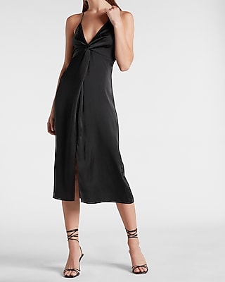 Satin Twist Front Slip Dress