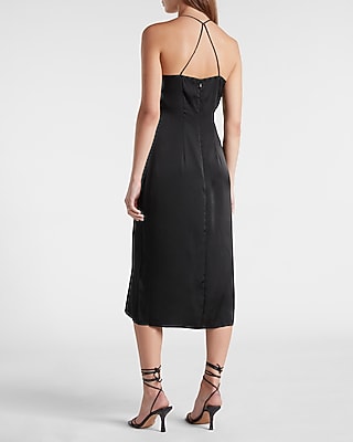 Satin Twist Front Slip Dress