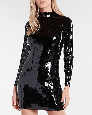 express sequin black dress