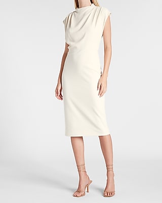 Faux Suede Mock Neck Sheath Dress