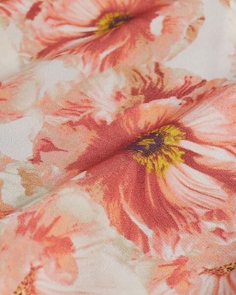 Satin Floral Print Ruched Mini Dress