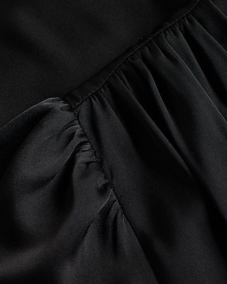 Satin Long Sleeve Tie Waist Mini Dress