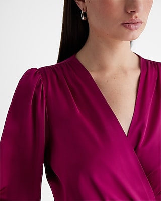 Satin Long Sleeve Tie Waist Mini Dress