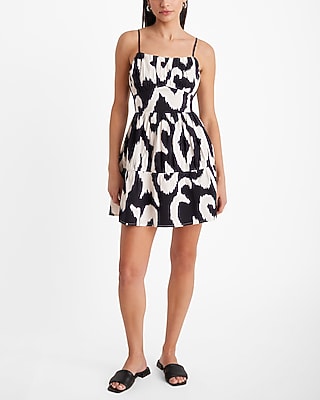 knee length dresses for ladies Parson Stripe Janelly Poplin Tiered Mini Dress BROWN-STRIPE / S by Sugarlips