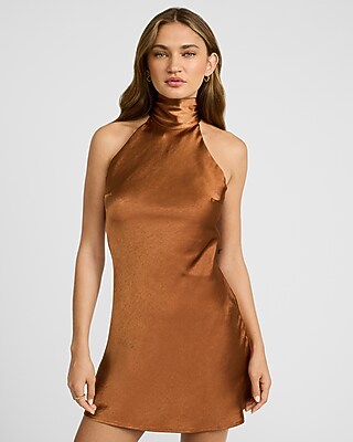 express satin halter maxi dress Satin Halter Neck Cutout Maxi Dress