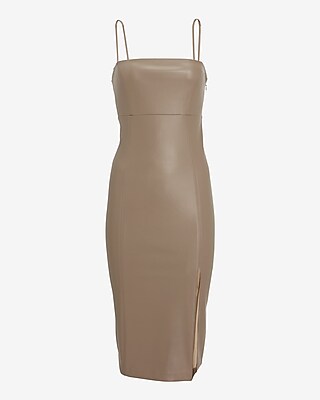 Body Contour Faux Leather Cami Midi Dress