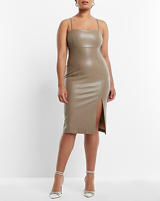 Body Contour Faux Leather Cami Midi Dress