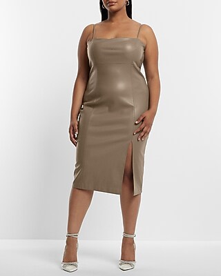 Body Contour Faux Leather Cami Midi Dress
