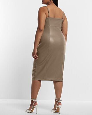 Body Contour Faux Leather Cami Midi Dress