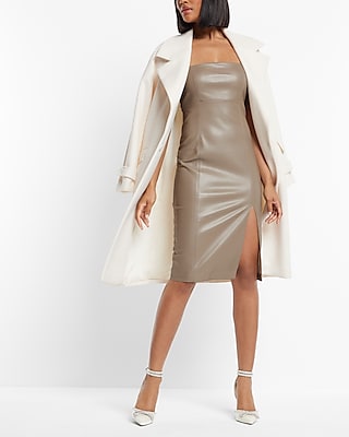 Body Contour Faux Leather Cami Midi Dress