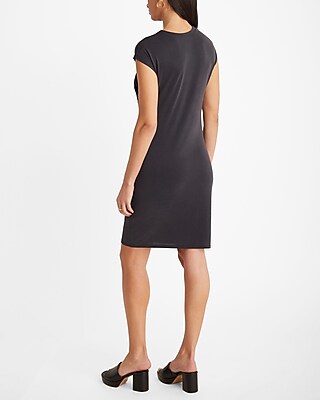 Crew Neck Short Sleeve Ruched Mini T-shirt Dress | Express