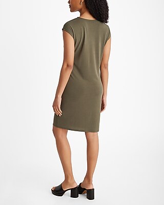 Crew Neck Short Sleeve Ruched Mini T-Shirt Dress