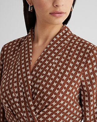 Printed Collared Long Sleeve Tie Waist Tiered Mini Dress