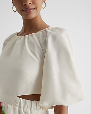 Floral Puff Sleeve Cutout Mini Dress