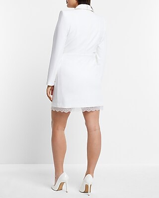 Bridal Lace Trim Mini Blazer Dress | Express