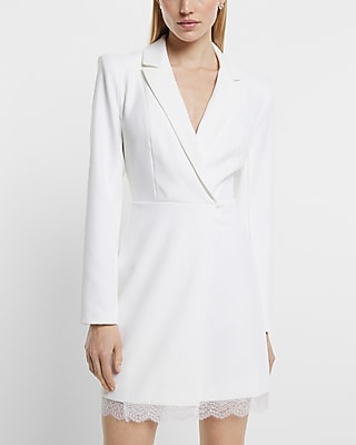Bridal Lace Trim Mini Blazer Dress | Express