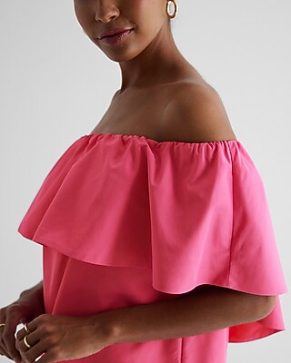 Off The Shoulder Ruffle Overlay Mini Dress | Express