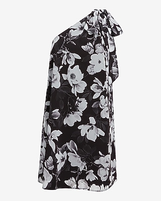 EX - ONE SHLDR TIE RUFFLE HEM SHIFT - 9418097:B&W PRINT:L - thumbnail 7