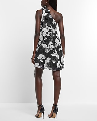 EX - ONE SHLDR TIE RUFFLE HEM SHIFT - 9418097:B&W PRINT:L - thumbnail 4