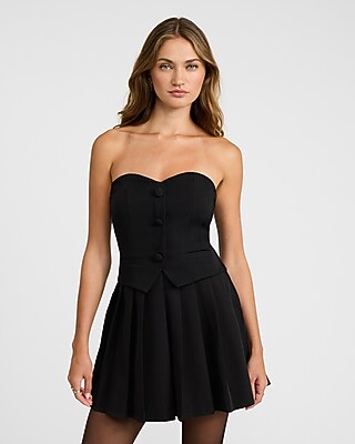 Strapless Vest Pleated Mini Dress Express