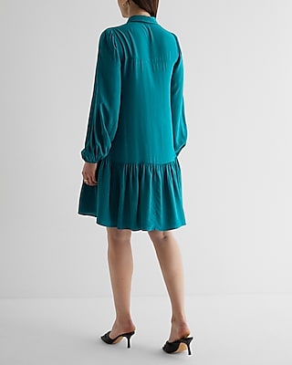 Ruffle Hem Oversized Shirt Dress