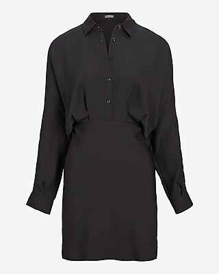 Collared Half Button Up Mini Portofino Shirt Dress | Express