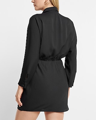 Collared Half Button Up Mini Portofino Shirt Dress