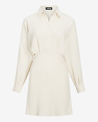 Collared Half Button Up Mini Portofino Shirt Dress