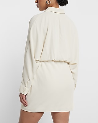 Collared Half Button Up Mini Portofino Shirt Dress