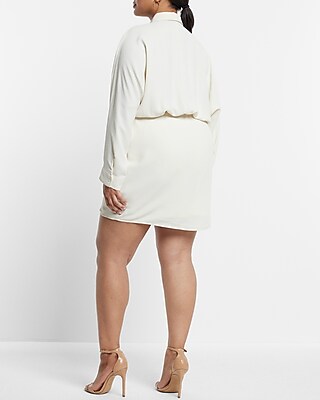 Collared Half Button Up Mini Portofino Shirt Dress