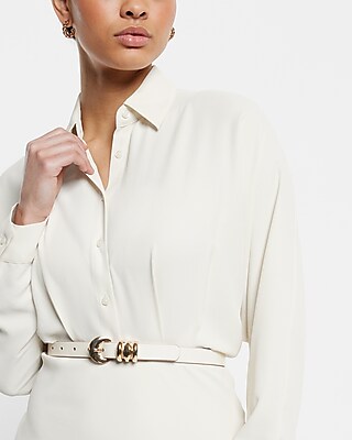 Collared Half Button Up Mini Portofino Shirt Dress