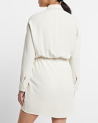 Collared Half Button Up Mini Portofino Shirt Dress