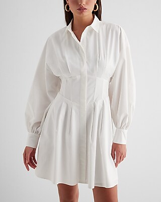 Long Sleeve Corset Shirt Dress | Express