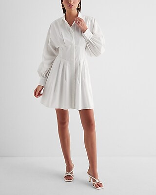 Long Sleeve Corset Shirt Dress | Express