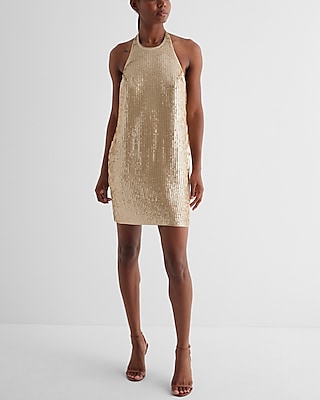 Express black and gold sequin dress hotsell