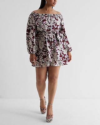 Floral Off The Shoulder Tie Waist Ruffle Romper