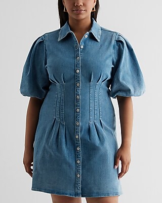 white christmas dresses Alexandra Corset Waist Button-Up Shirt Dress - S - Women's Fashion main image 0