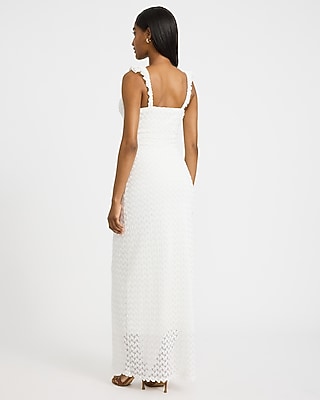 Crochet V-Neck Sleeveless Cutout Ruffled Maxi Dress - thumbnail 10