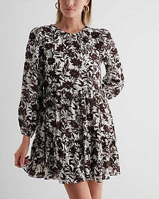 Long sleeve floral shift hot sale dress