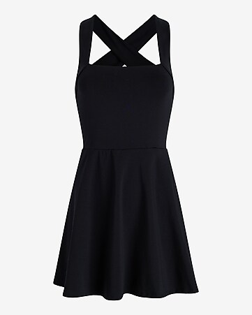 Fit and Flare Ribbed Cami Skater Dress in Black - Retro, Indie and