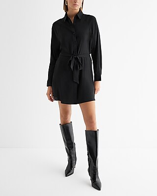 Collared Half Button Up Mini Portofino Shirt Dress | Express