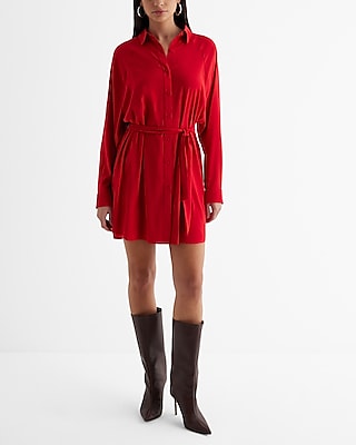 Warehouse red 2024 shirt dress