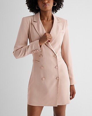 pink double breasted blazer dress Belted Double Breasted Blazer Dress Prism Pink