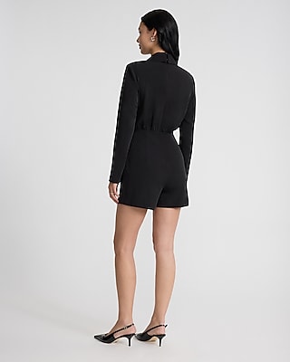 Tie Waist Long Sleeve Blazer Romper