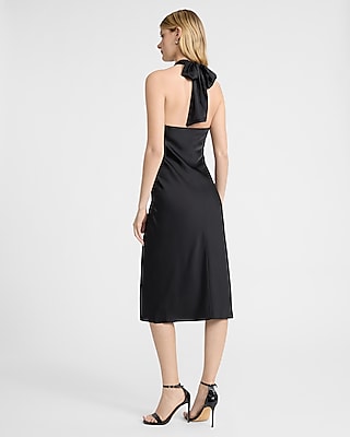 Satin Twist Halter Neck Midi Dress