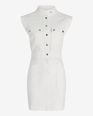 Denim Button Front Utility Mini Dress - image 4