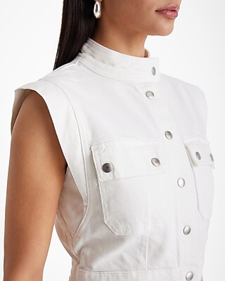 Denim Button Front Utility Mini Dress - image 2