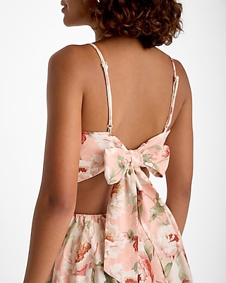 Floral Sleeveless Back Tie Mini Fit and Flare Dress